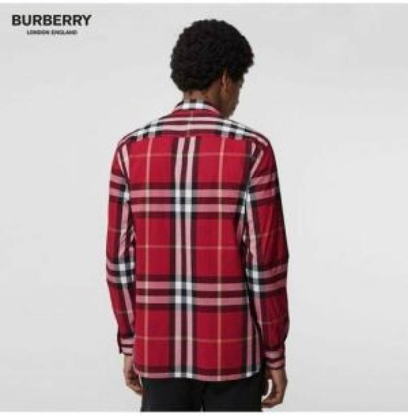 Burbery Box Pack Full Sleeves Checks Shirt Red