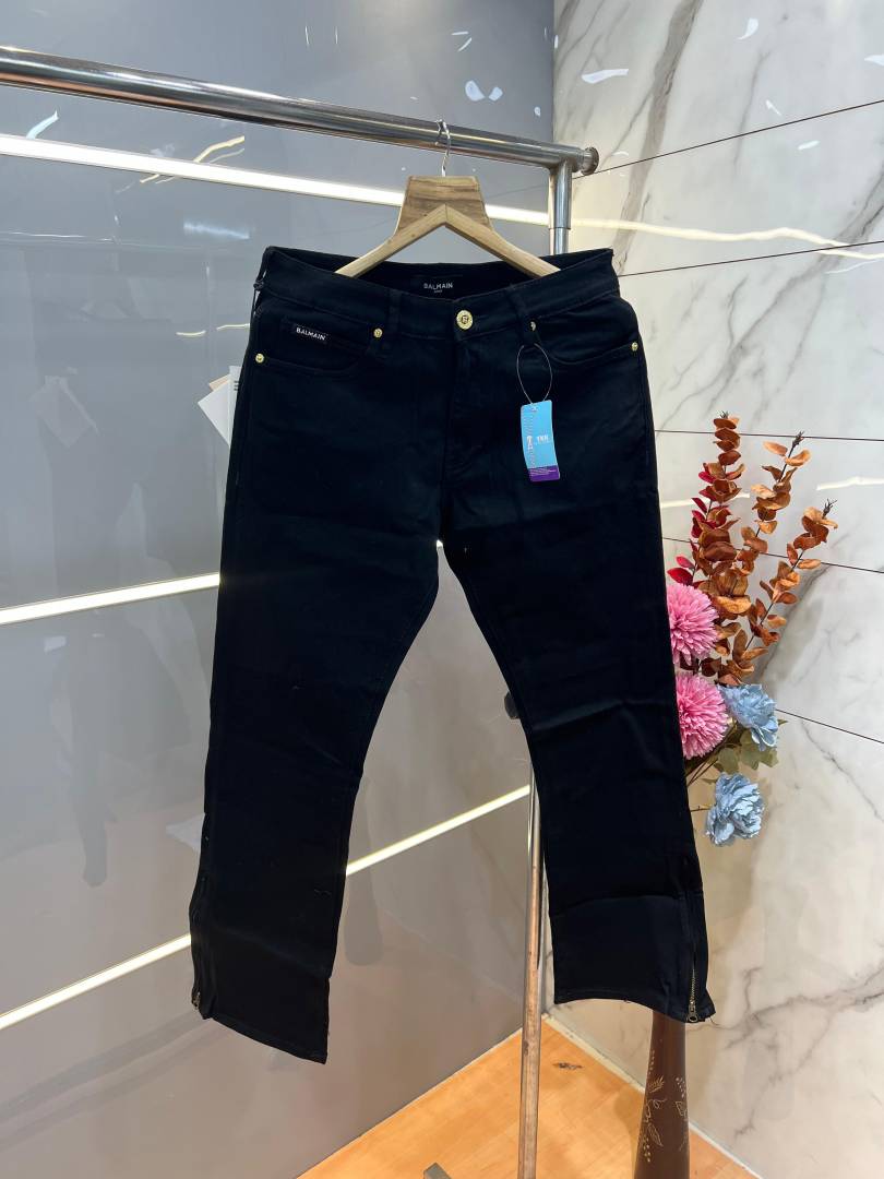 Balmain Black Boot Cut Premium Imported Stretchable Lycra Fabric Denim wit metal Logo Design 3945