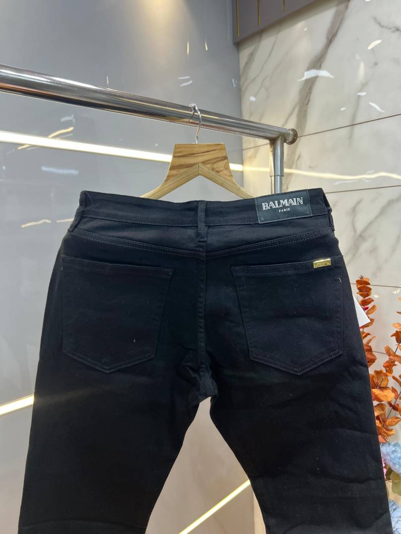 Balmain Black Boot Cut Premium Imported Stretchable Lycra Fabric Denim wit metal Logo Design 3945