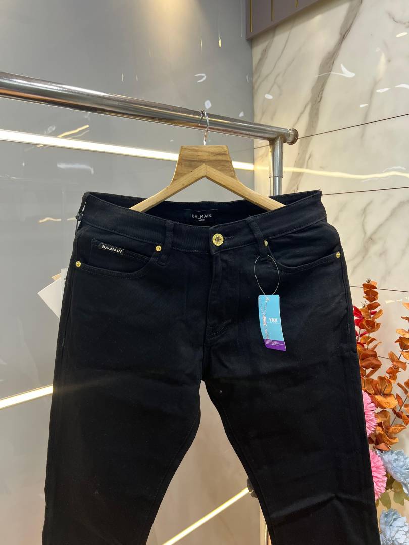 Balmain Black Boot Cut Premium Imported Stretchable Lycra Fabric Denim wit metal Logo Design 3945