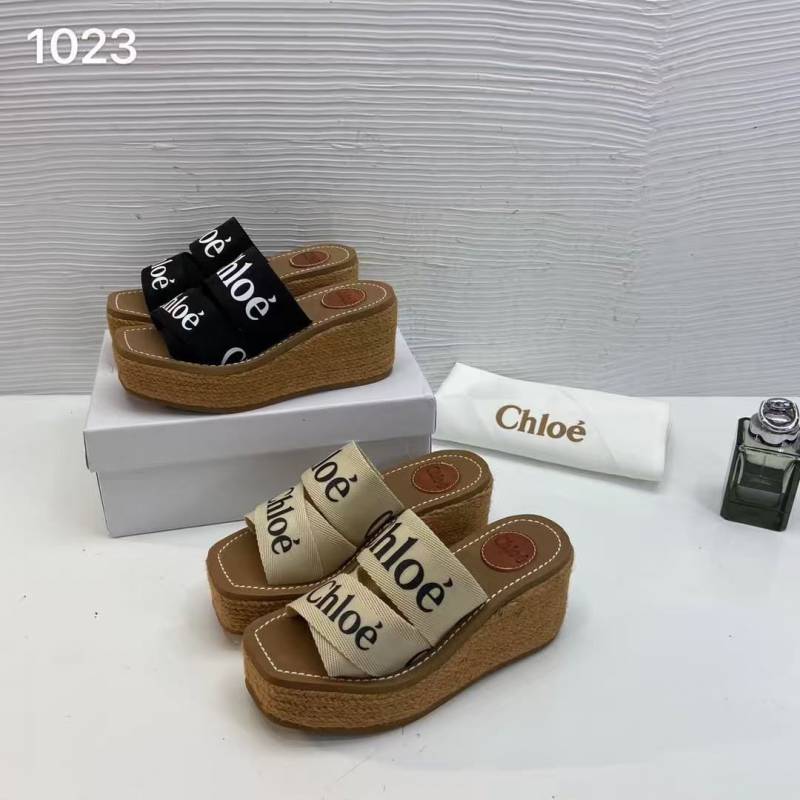 Chloe_Woody_Wedge_Espadrille_Sandals_Platform_Heel_Black_Logo-embroidered_Straps_With_OG_Box_Black