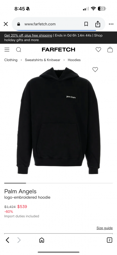 Palm Angles Black Hoodie