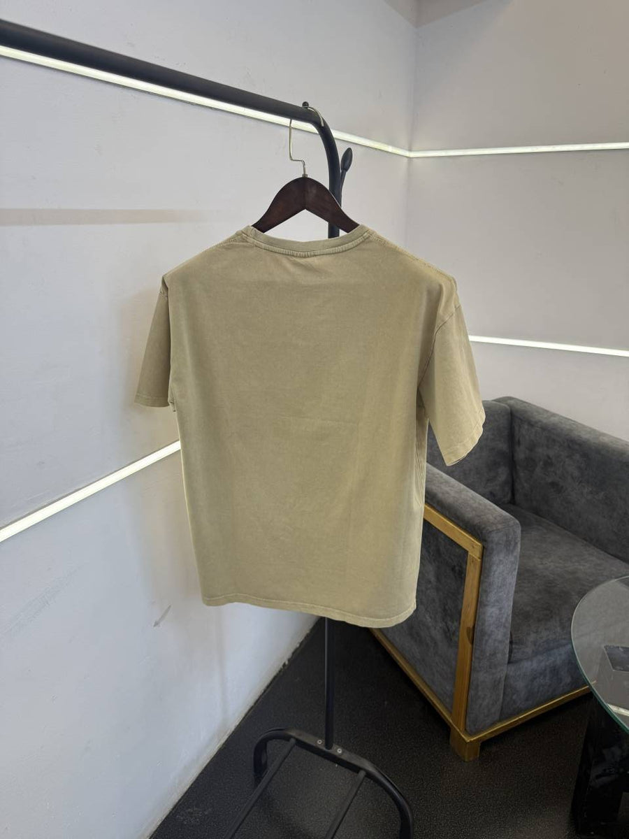 Chrome heart carbon beige yellow acid wash imported round neck tshirt