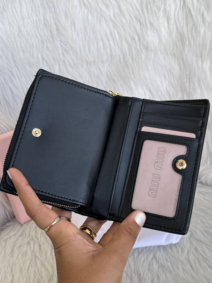 Miu Miu Matelasse Black Leather Wallet With Original Box & Dust Cover Packaging