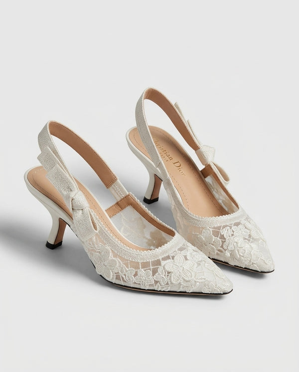 Diior Jadiior Slingback Heels Pumps White For Her With Original Box And Carry Bag 1688 2 White