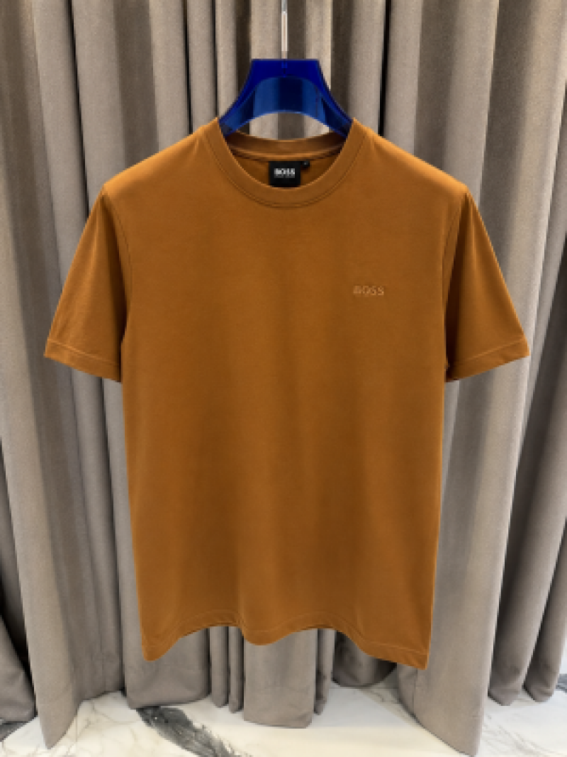Boss Chinese Collar Round Neck T-shirt Brown - image 2