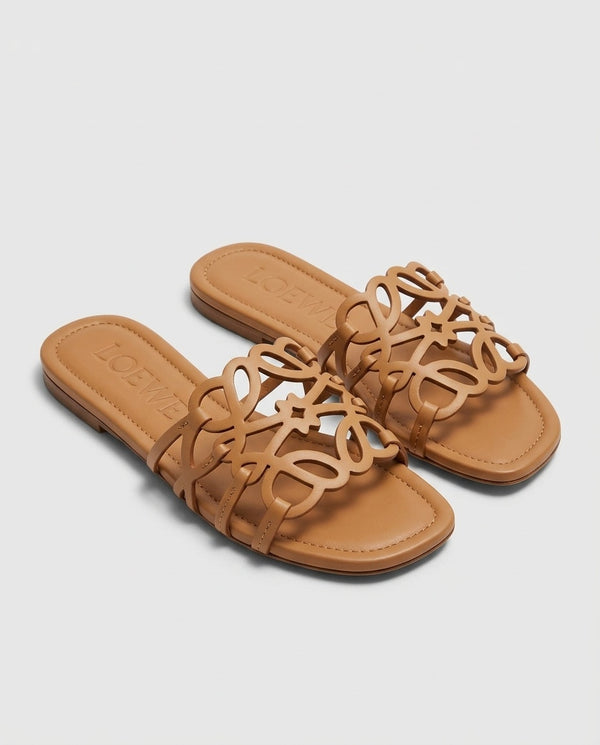 Loewe Beige Petal Anagram Slides For Women With Original Box And Dust Cover
