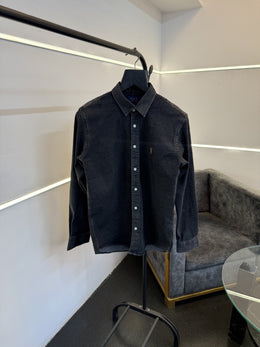 Ralph lauren carbon black imported denim shirt with embroidery logo on chest