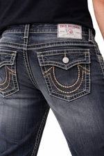 True Religio n Dark Grey Shade Straight Fit Premium Imported Stretchable lycra fabric Denim with back flap pocket Design 3708