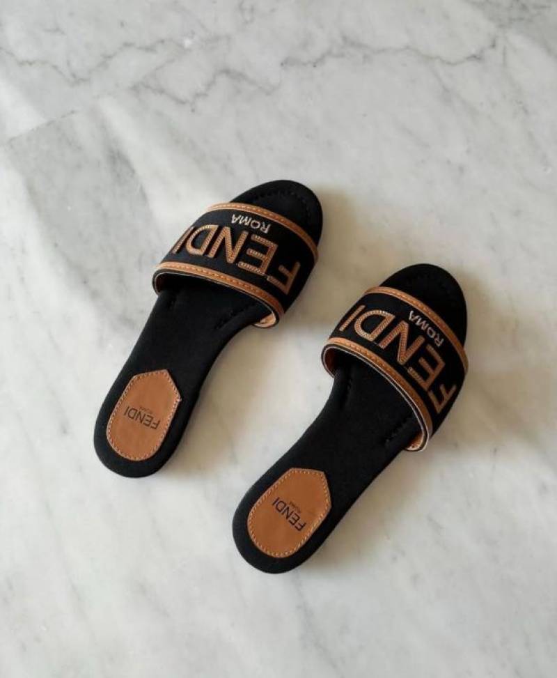Fendi_Black_Denim_Washed_Flats_With_OriginalBox_CarryBag