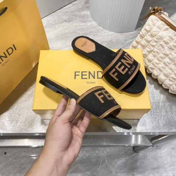 Fendi_Black_Denim_Washed_Flats_With_OriginalBox_CarryBag