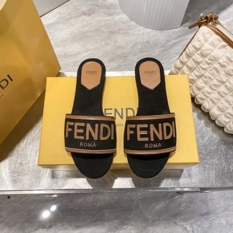 Fendi_Black_Denim_Washed_Flats_With_OriginalBox_CarryBag