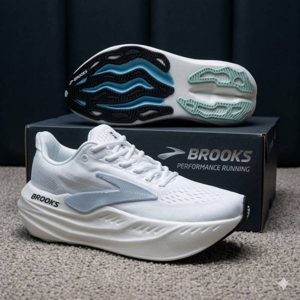 Brooks Glycerin Max running shoes white grey lace