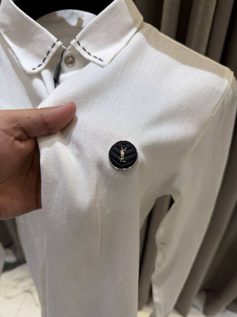 YSL White Premium imp Linen Shirt