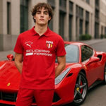 SALE Ferrari Scuderia Middle Brand Print Polo T-shirt Red