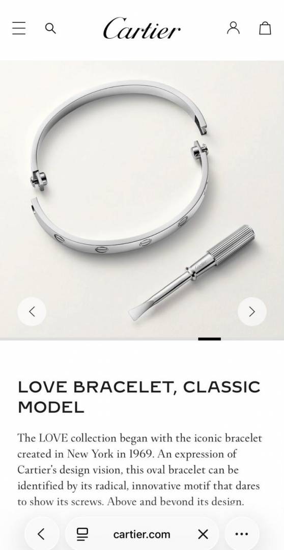Cartieer Love Bracelet Classic Model Silver With Original Dustcover And Screw Packaging