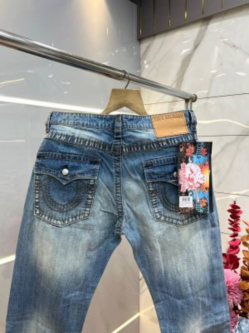 True Religio n Green Shade Boot cut Premium Imported Stretchable lycra fabric Denim with back flap pocket Design 3779