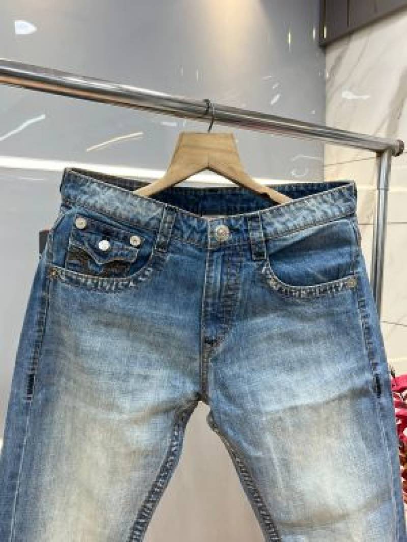 True Religio n Green Shade Boot cut Premium Imported Stretchable lycra fabric Denim with back flap pocket Design 3779