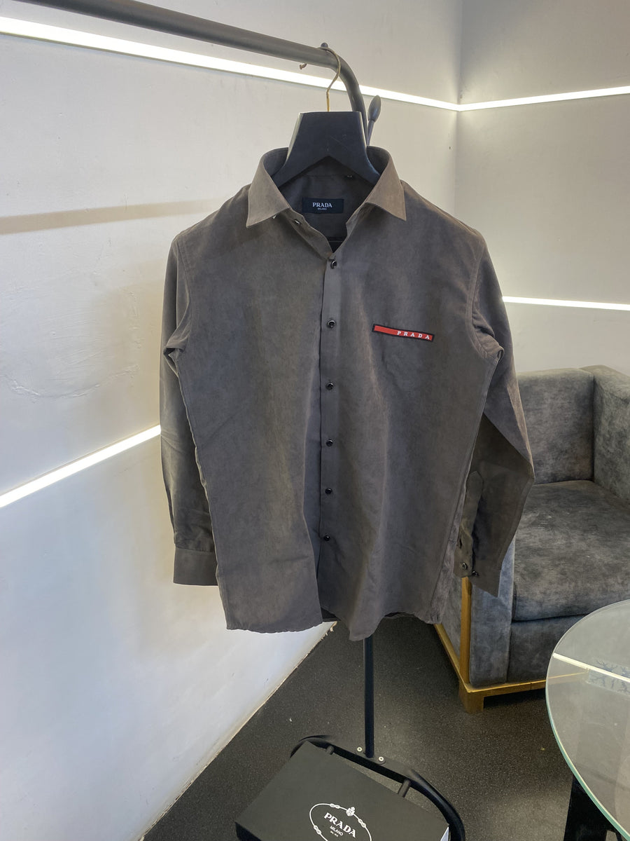 Prada style 03 cotton suede imported box pack shirt dark brown