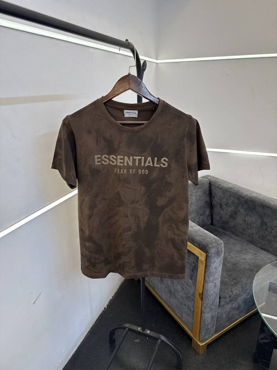 Essentials laser print imported round neck tshirt brown