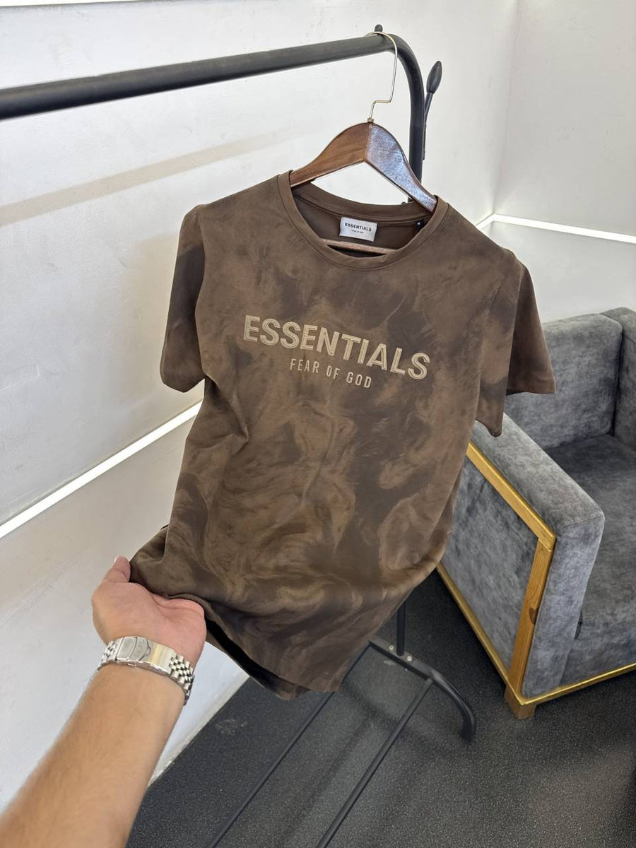 Essentials laser print imported round neck tshirt brown