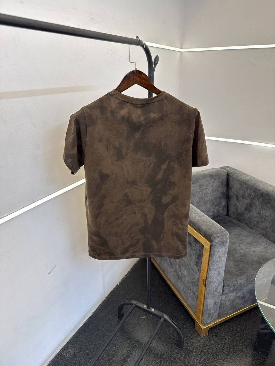 Essentials laser print imported round neck tshirt brown