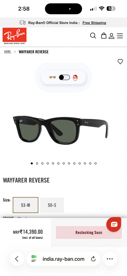 Ray-Ban Reverse 0502 Shine Black