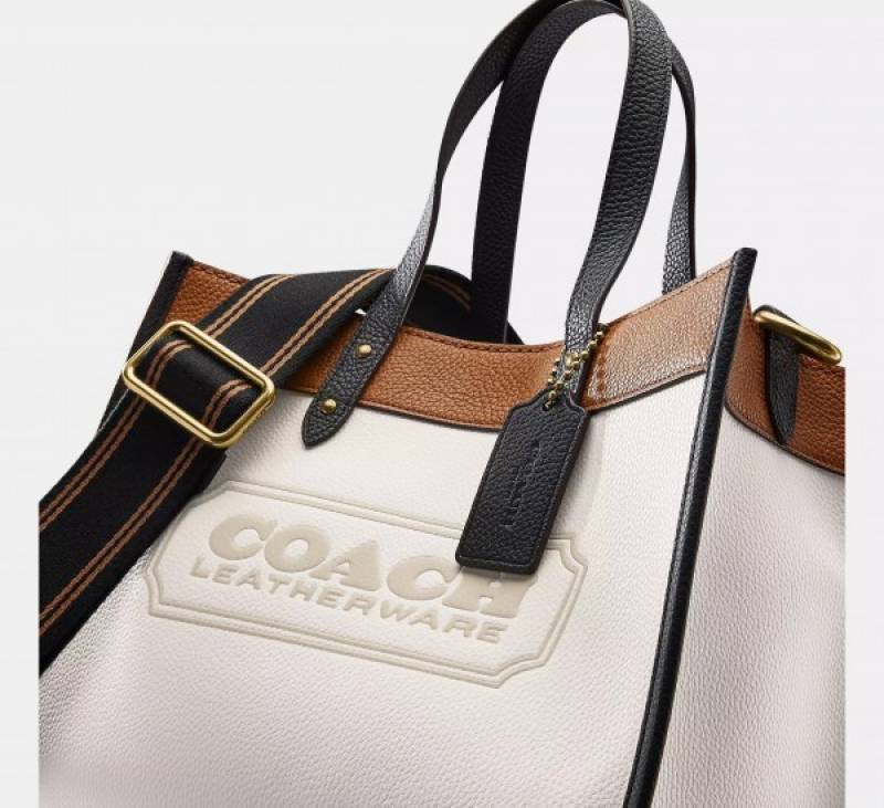 Coach Field Tote Bag With OG Double Box & Dust Bag & Shoulder Strap & Extra Pouch (White - 116)