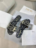Miss Dioor Premium Quality Dway Slide With OG Box & Carry Bag (White Black - 1058)