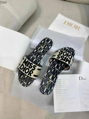Miss Dioor Premium Quality Dway Slide With OG Box & Carry Bag (White Black - 1058)
