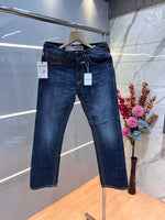 True Religio n Blue Shade Premium Imported Stretchable Lycra Fabric Straight Fit Denim with Embroidered Work 3123