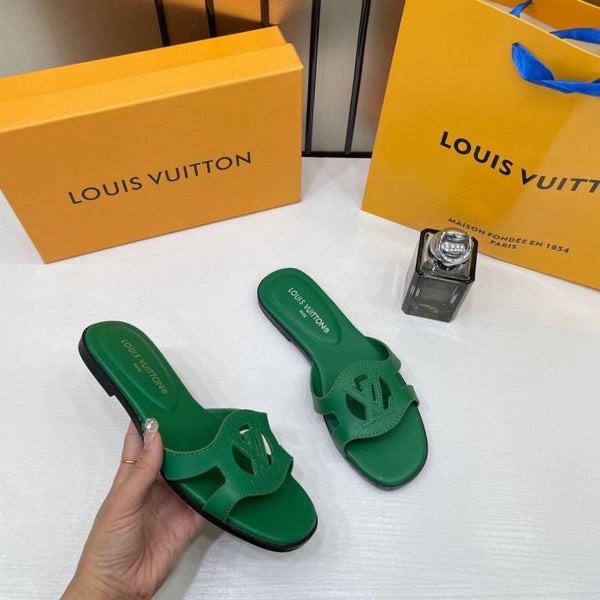 Louis Vuitton_Lv_Isola_Green_Flat_Mule_For_Her_Wid_OG_Box_Carry_Bag_Green