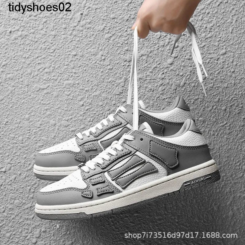 Amiri skeleton low top grey