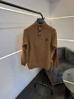 Ralph lauren T neck button imported knitted sweater Brown
