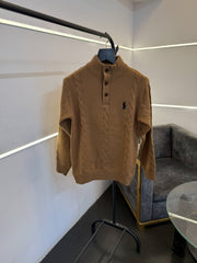 Ralph lauren T neck button imported knitted sweater Brown