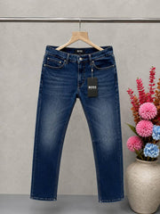Boss Blue Shade Premium Imported Stretchable Lycra Fabric Straight Fit Denim with Metal Logo Sale Offer 3497
