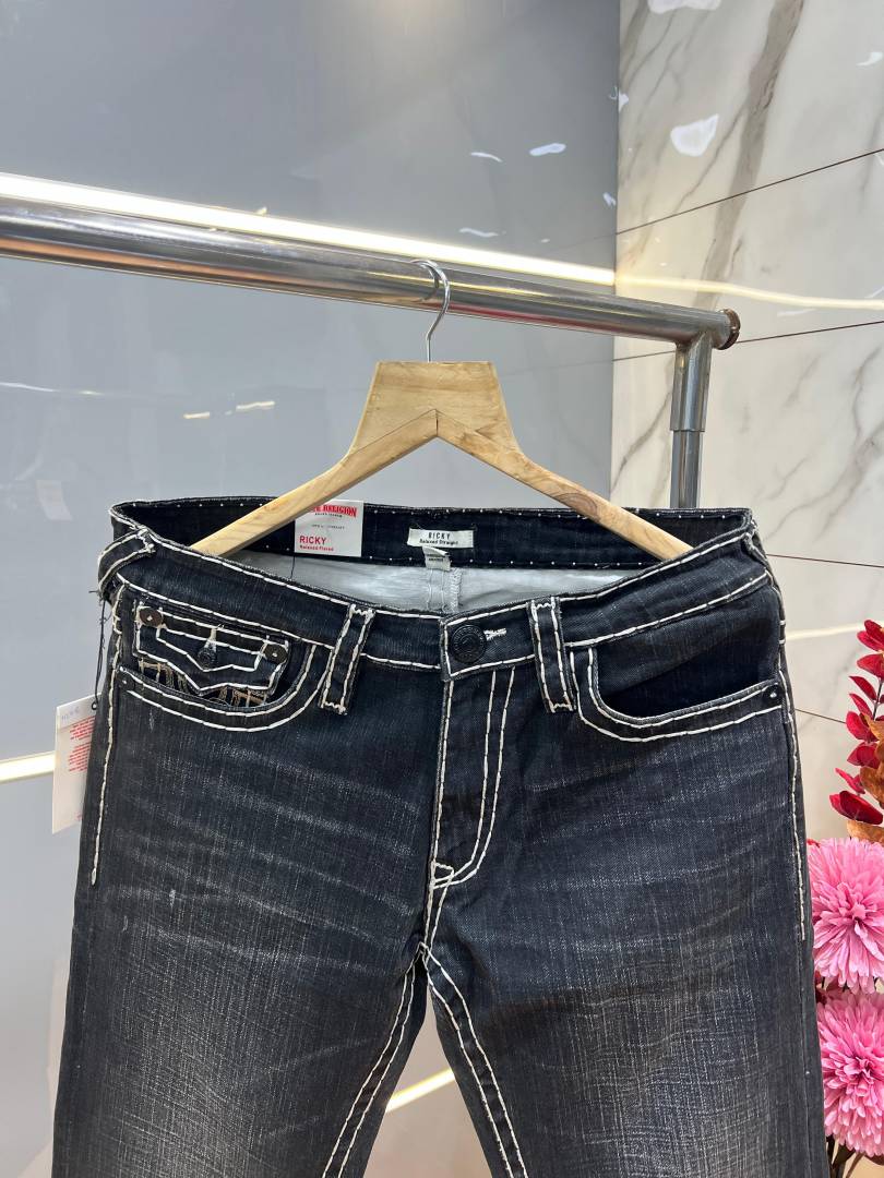 True Religion Straight fit Premium Imported Stretchable Lycra Fabric Denim with Back Pocket Embroidered Design 4176
