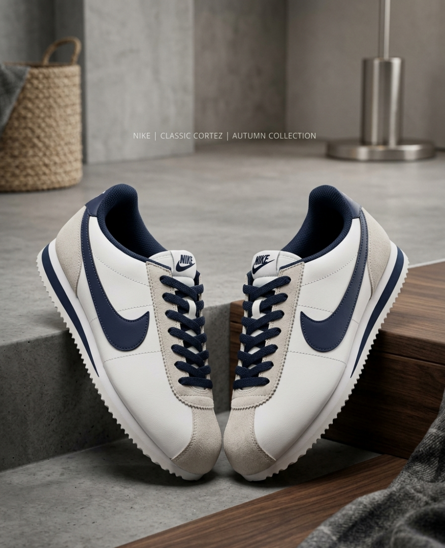 Nike CORTEZ WHITE BLUE WITH SUEDE