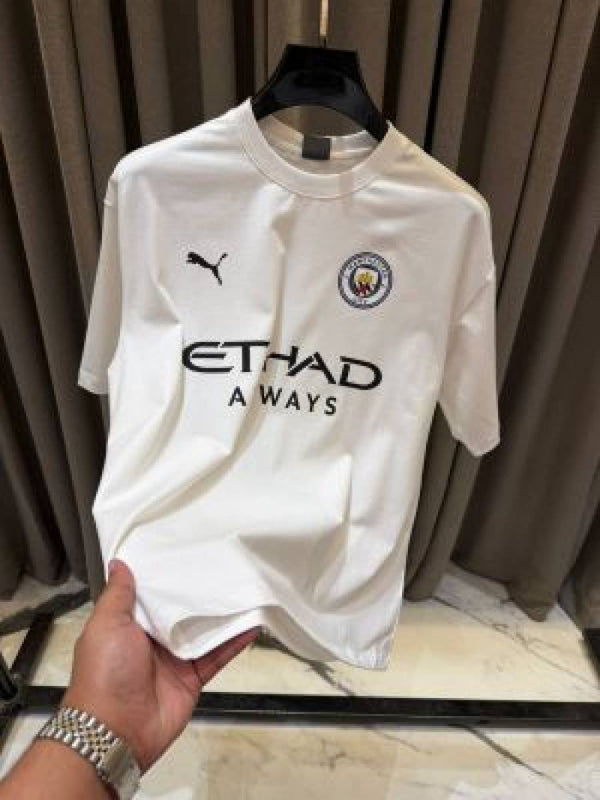Pum_Mancity Logo Round Neck T shirt White