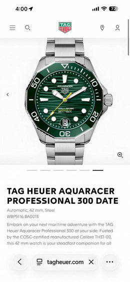 Tag Aquaracer Professional 200 Date Automatic Taitanum mate zik zake line