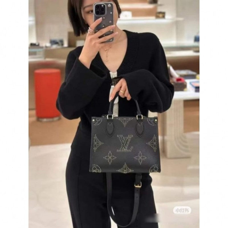 Louis Vuitton_LV M46733 On The Go Premium Leather Tote Bag With OG Double Magnetic Box & Dust Bag (Black - 647)