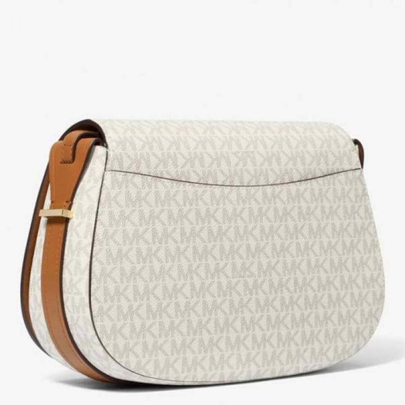 Michael1191 Kors MK Lydia Signature Shoulder Bag With OG Box & Dust Bag (White - 1191)