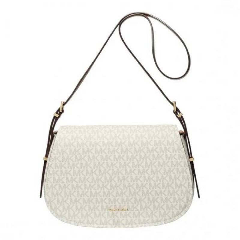 Michael1191 Kors MK Lydia Signature Shoulder Bag With OG Box & Dust Bag (White - 1191)
