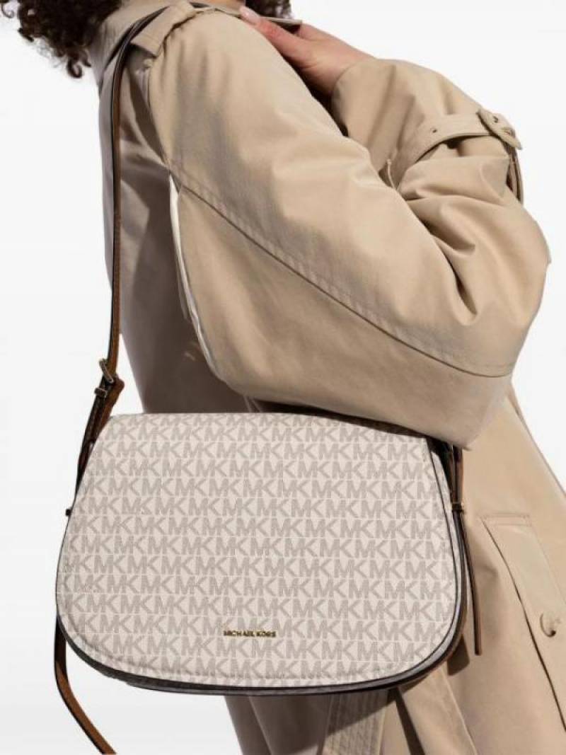 Michael1191 Kors MK Lydia Signature Shoulder Bag With OG Box & Dust Bag (White - 1191)