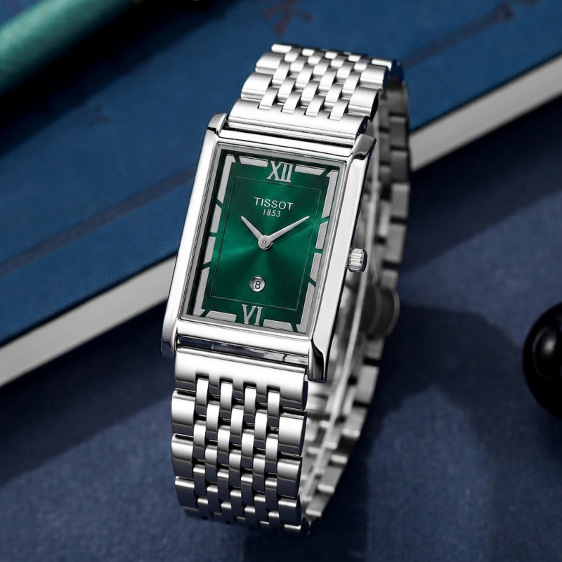 Tissot 1853 T-Classic Heritage Rectangular Style Silver-Green