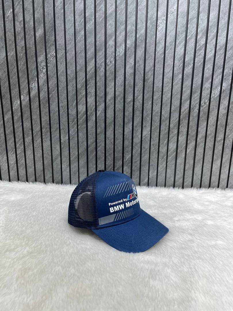 Bmw Motorsport Navy Blue Sports Premium Unisex Trucket Hat With Safety Box