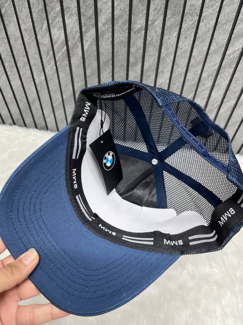 Bmw Motorsport Navy Blue Sports Premium Unisex Trucket Hat With Safety Box