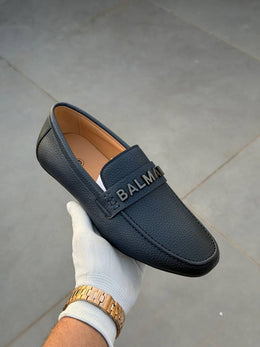 BALMAII N LEATHER LOAFERS Navy
