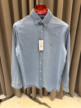 _lauren chest logo full sleeves shirt denim blue