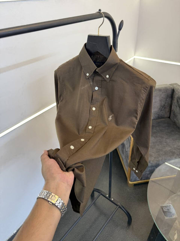 Ralph lauren pure linen imported shirt brown sale